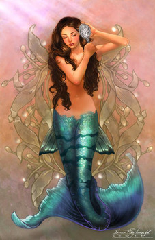 Daena by Renee Biertempfel Mermaid Fantasy Art Stretched Canvas Wall Art 16x24 inch