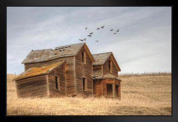 Abandoned Derelict Ranch in a Prairie Setting Photo Photograph Art Print Stand or Hang Wood Frame Display Poster Print 13x9