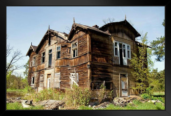 Abandoned Run Down Scary Old House Photo Photograph Art Print Stand or Hang Wood Frame Display Poster Print 13x9