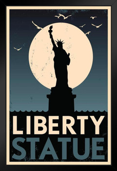 Statue of Liberty Retro Travel Art Print Stand or Hang Wood Frame Display Poster Print 9x13