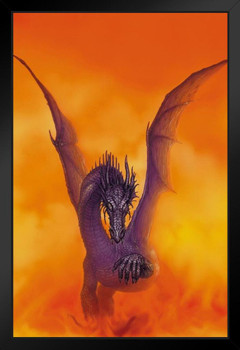 Naras Dragon Face Orange Flames Clouds by Ciruelo Fantasy Painting Gustavo Cabral Art Print Stand or Hang Wood Frame Display Poster Print 9x13