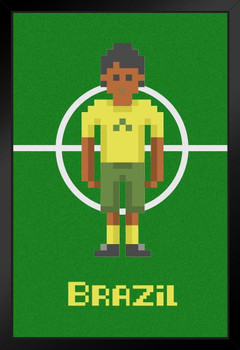 Brazil Soccer Pixel Art National Team Sports Art Print Stand or Hang Wood Frame Display Poster Print 9x13