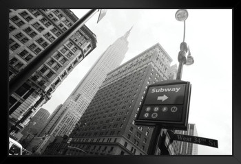 New York City Midtown Manhattan Empire State Building B&W Photo Photograph Art Print Stand or Hang Wood Frame Display Poster Print 13x9