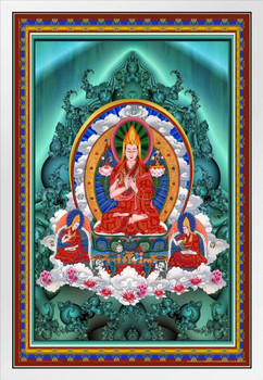 Buddha Religious Trinity Trilogy Fractal Religion Shrine White Wood Framed Art Poster 14x20