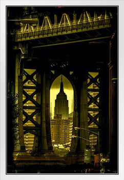 Through the Manhattan Bridge by Chris Lord Photo Photograph White Wood Framed Poster 14x20