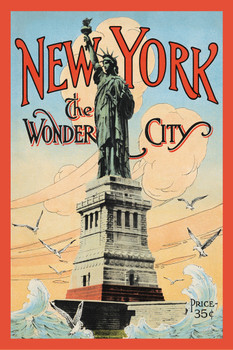 New York Wonder City Statue Of Liberty 35 Cent Magazine Cover Illustration Vintage Travel Ad Advertisement Cool Wall Art Print Poster 12x18