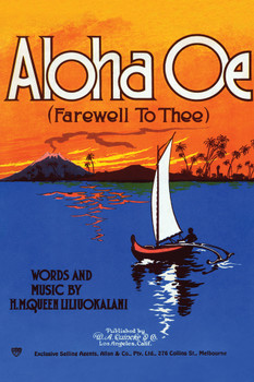 Aloha Oe Farewell Hawaii Hawaiian Islands Ship Boat Tourist Tourism Vintage Travel Ad Advertisement Cool Wall Decor Art Print Poster 12x18