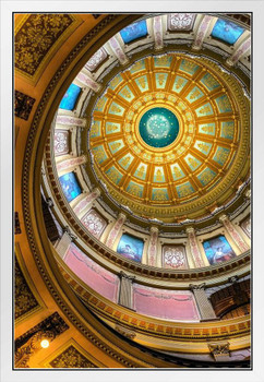 Michigan State Capitol Rotunda Lansing Michigan Photo Photograph White Wood Framed Poster 14x20