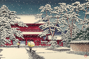 Zojoji Temple in Snow Katsushika Hokusai Japanese Painting Japanese Woodblock Art Nature Asian Art Modern Home Decor Aesthetic Cool Wall Decor Art Print Poster 12x18