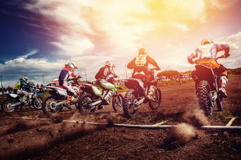 Laminated Motocross Motorcross Stunt Dirt Bike Motorcycle Racing Race Track Photo Poster Dry Erase Sign 12x18