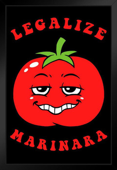 Legalize Marinara Marijuana Pot Weed Plant Tomato Sauce Funny Parody LCT Creative Black Wood Framed Poster 14x20