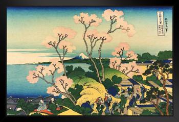 Goten Yama Hill Mount Fuji Katsushika Hokusai Japanese Painting Japanese Woodblock Art Nature Asian Art Modern Home Decor Aesthetic Cherry Blossoms Art Print Stand or Hang Wood Frame Display 9x13