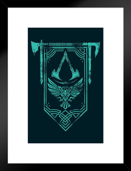 Assassins Creed Valhalla Merchandise Banner Art Video Game Video Gaming Gamer Collectibles Viking Eivor Varinsdottir Matted Framed Art Wall Decor 20x26