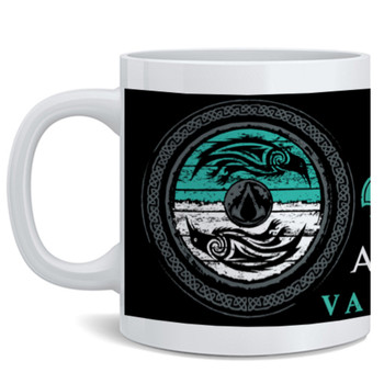 Assassins Creed Valhalla Eivor Shield Gold Edition Ultimate Edition Video Game Gaming Gamer Merchandise Cosplay Collectibles Merch Accessories Ceramic Coffee Mug Tea Cup Fun Novelty Gift 12 oz