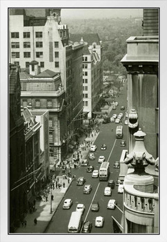 Fifth Avenue New York City NYC B&W Archival Photo Photograph White Wood Framed Poster 14x20