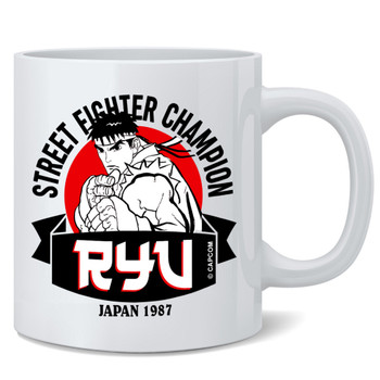 Street Fighter 2 Ryu Champion Classic Retro 90s Arcade Video Game Gaming Gamer Merchandise Collectibles Merch Accessories Ceramic Coffee Mug Tea Cup Fun Novelty Gift 12 oz