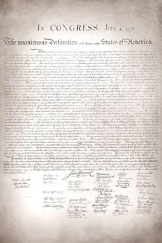 Laminated Declaration of Independence United States Original Reproduction Continental Congress Philadelphia 1776 Poster Dry Erase Sign 24x36