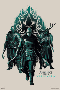Assassins Creed Valhalla Merchandise Trio Vikings Video Game Video Gaming Gamer Collectibles Eivor Varinsdottir Cool Huge Large Giant Poster Art 36x54
