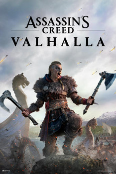 Assassins Creed Valhalla Merchandise Female Gold Edition Key Art Video Game Cover Video Gaming Gamer Collectibles Viking Eivor Varinsdottir Cool Wall Decor Art Print Poster 24x36