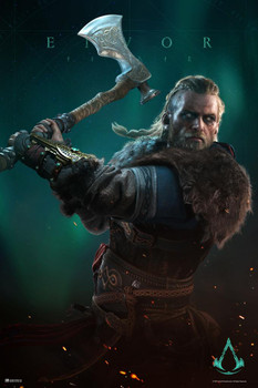Assassins Creed Valhalla Merchandise Eivor Varinsdottir Runes Male Video Game Video Gaming Gamer Collectibles Viking Cool Huge Large Giant Poster Art 36x54