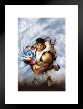 Street Fighter Ryu Art CAPCOM Video Game Merchandise Gamer Classic Fighting Matted Framed Art Wall Decor 20x26