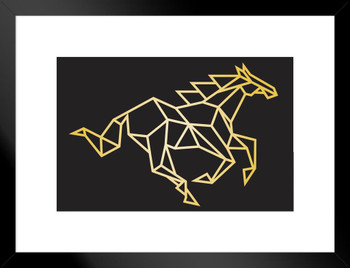 Horse Black and Gold Polygon Art Modern Decor Bedroom Living Room Apartment Dorm Room Matted Framed Art Wall Decor 20x26