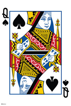 Laminated Queen of Spades Playing Card Art Poker Room Game Room Casino Gaming Face Card Blackjack Gambler Poster Dry Erase Sign 12x18