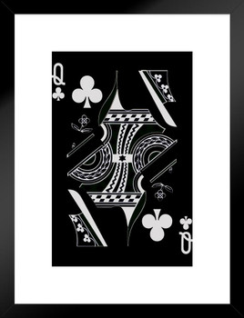 Queen of Clubs Playing Card Art Poker Room Game Room Casino Gaming Face Card Blackjack Gambler Matted Framed Art Wall Decor 20x26