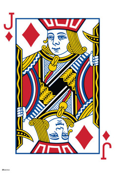 Laminated Jack of Diamonds Playing Card Art Poker Room Game Room Casino Gaming Face Card Blackjack Gambler Poster Dry Erase Wall Art 24x36