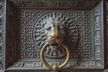 Detail of Lion Door Knocker Doorknob Cologne Cathedral Germany Photo Photograph Cool Wall Decor Art Print Poster 18x12