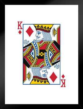 King of Diamonds Playing Card Art Poker Room Game Room Casino Gaming Face Card Blackjack Gambler Matted Framed Art Wall Decor 20x26