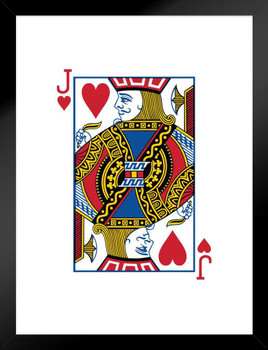 Jack of Hearts Playing Card Art Poker Room Game Room Casino Gaming Face Card Blackjack Gambler Matted Framed Art Wall Decor 20x26
