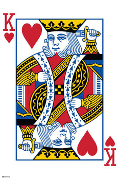 King of Hearts Playing Card Art Poker Room Game Room Casino Gaming Face Card Blackjack Gambler Stretched Canvas Art Wall Decor 16x24