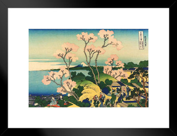 Goten Yama Hill Mount Fuji Katsushika Hokusai Japanese Painting Japanese Woodblock Art Nature Asian Art Modern Home Decor Aesthetic Cherry Blossoms Matted Framed Art Wall Decor 20x26