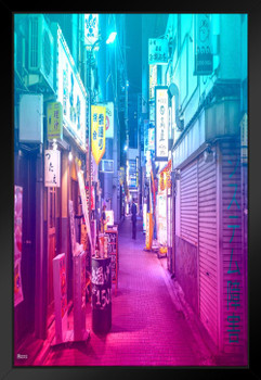 System Failure Japan Alley Photo Vaporwave Aesthetic Decor Retro Vintage 90s Y2K Room Decor Neon Pink Bedroom Decor Indie Vibey Aesthetic Teen Bedroom Chill Matted Framed Art Wall Decor 20x26