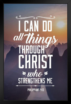 I Can Do All Things Through Christ Who Strengthens Me Philippians 4 13 Bible Quote Spiritual Decor Motivational Poster Bible Verse Christian Wall Decor Scripture Stand or Hang Wood Frame Display 9x13