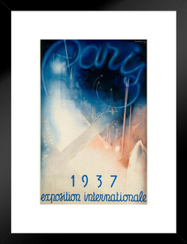 Paris Expo 1937 Exposition Internationale France Retro Vintage Travel Decor Art Deco Paris Decor Aesthetic Vintage Decor Vintage Wall Art Dreamy Bedroom Decor Matted Framed Art Wall Decor 20x26