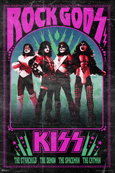 Kiss Poster Rock Gods Wall Decor Rock Retro Vintage Decor Heavy Metal Wall Art Kiss Band Posters Music Posters Cool Man Cave Decor Vintage Make Up Metal Gift Cool Wall Decor Art Print Poster 12x18