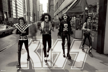 Kiss Poster Sidewalk Wall Decor Rock Retro Vintage Decor Heavy Metal Wall Art Kiss Band Posters Music Posters Cool Man Cave Black and White Make Up Metal Gift Cool Wall Decor Art Print Poster 18x12