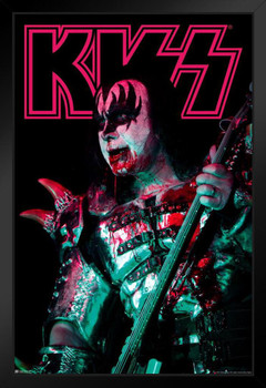 Kiss Poster Bloody Demon Live Concert Gene Simmons Kiss Band Merchandise Kiss Collectibles Kiss Memorabilia Heavy Metal Music Merch 1970s Retro Vintage Makeup Stand or Hang Wood Frame Display 9x13