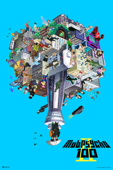 Mob Psycho 100 Season 2 Key Art Crunchyroll Japanese Anime Merchandise Webtoon Manga Cool Wall Art Print Poster 12x18
