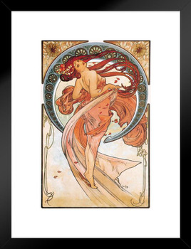 Alphonse Mucha Painting Dance Dancer Poster 1898 Bohemian Czech Painter 1900s Art Nouveau Vintage Matted Framed Art Wall Decor 20x26