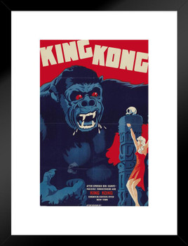 King Kong 1933 Denmark Danish Retro Vintage Classic Hollywood Film Giant Ape Monkey Kaiju Horror Movie Poster Monster Merchandise Original King Kong Poster Matted Framed Art Wall Decor 20x26