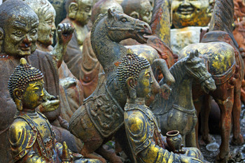 Antique Statues Sculptures at Beijings Panjiayuan Dirt Market Photo Photograph Cool Wall Decor Art Print Poster 18x12