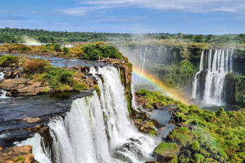 Laminated Iguazu Falls Rainbow Cataratas do Iguacu Waterfall Natural Wonder Nature Photograph Drone Photography Argentina Brazil Tropical Nature Decor Landscape Beautiful Poster Dry Erase Sign 24x36