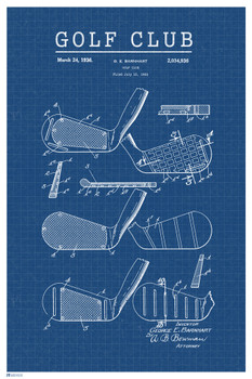 Golf Club Patent Poster Art Print Golf Wall Art Golf Art Golf Artwork Golf Merchandise Golf Stuff Golfer gifts Golfing Office Decor Blueprint Design Cool Wall Art Print Poster 12x18