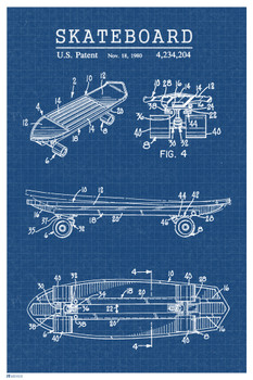 Skateboard Patent Art Print Skater Girl Room Decor Skateboard Accessories Skateboard Poster Prints Skateboard Artwork Skateboard Stuff Skateboarding Vintage Cool Wall Decor Art Print Poster 12x18