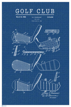 Laminated Golf Club Patent Poster Art Print Golf Wall Art Golf Art Golf Artwork Golf Merchandise Golf Stuff Golfer gifts Golfing Office Decor Blueprint Design Poster Dry Erase Sign 12x18