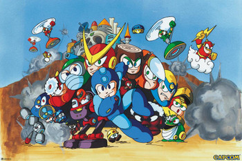 Mega Man 2 Bosses Video Game Video Gamer Classic Retro Vintage 90s Gaming MegaMan Capcom Legacy Collection Megaman 11 Mega Man X Dr Wily Cool Wall Decor Art Print Poster 24x36