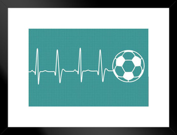 Soccer Player Heartbeat Football Futbol Sports Athlete Bedroom Decor Inspirational Wall Art Motivational Poster Boys Room Girls Room Game Room Decor Matted Framed Art Wall Decor 20x26